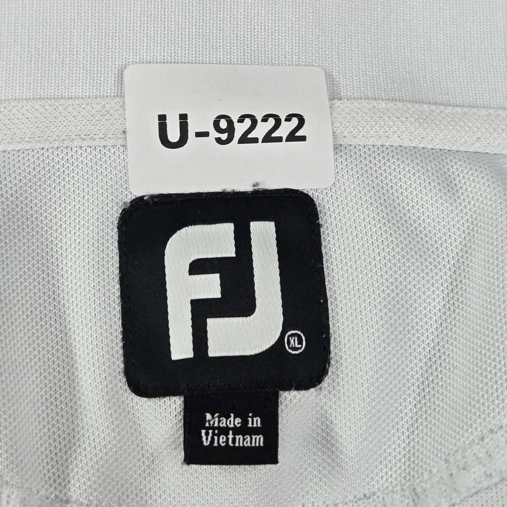 Footjoy Men Polo XL White Logo Embroidery‎ Striped Activewear Short Sleeve